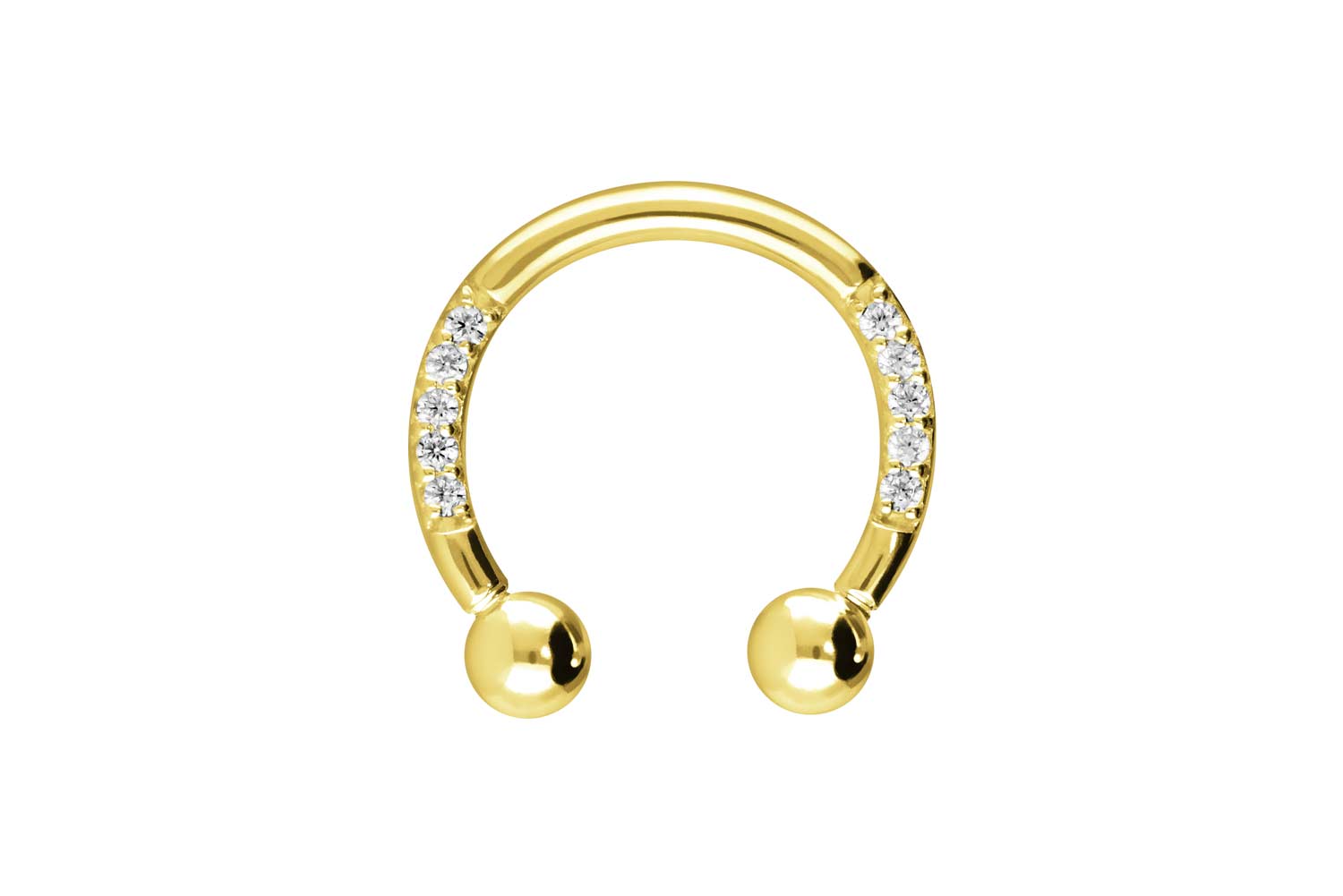 18 Karat Gold Hufeisenring Piercing EINGEFASSTE KRISTALLE
